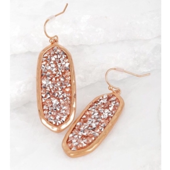 It's Jewelry - LOWEST PRICE! Rose and Gold Glitter Stone Earrings